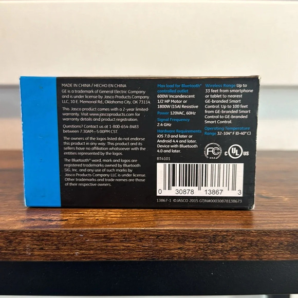 GE 13867 Plug-In Smart Switch Bluetooth Wireless Control & Dim Lights NIB - Picture 5 of 6